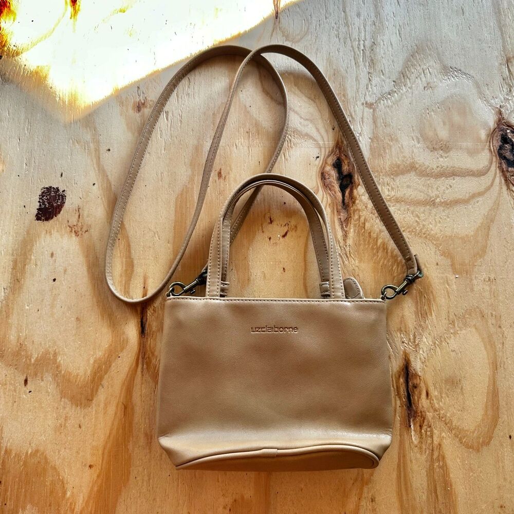 Liz Claiborne Tan Faux Leather Mini Crossbody Bag